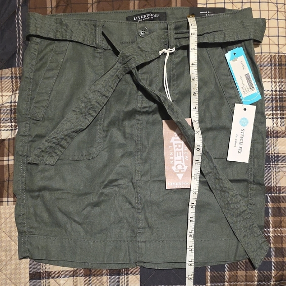 Liverpool Olive Belted Skirt - Picture 3 of 11